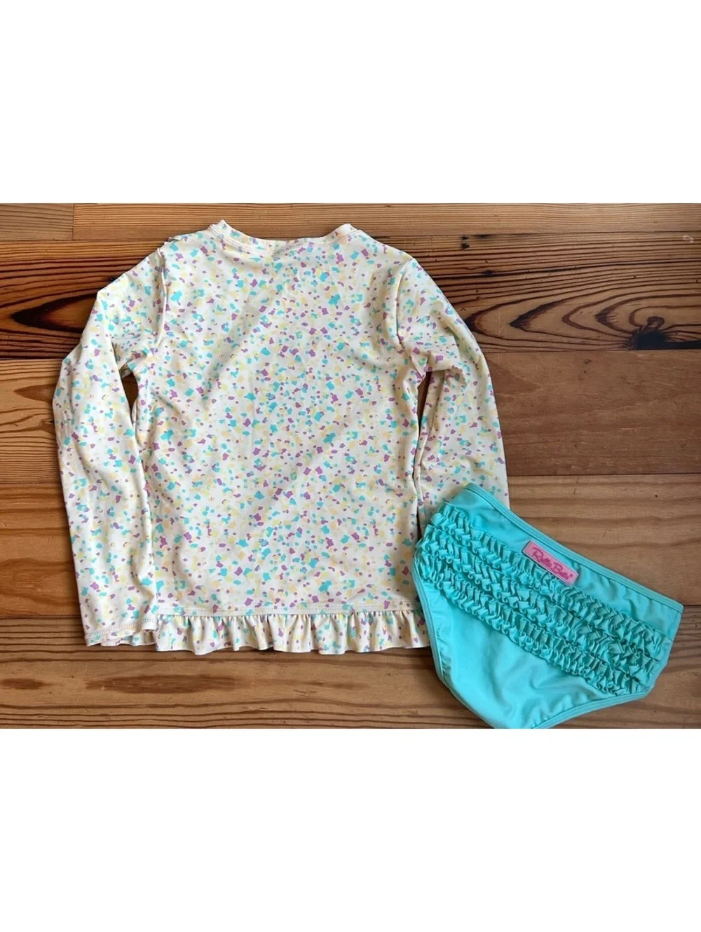 Ruffle Butts Confetti Rash Guard Two Piece Girls Size 8